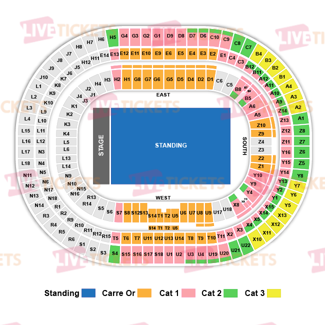 מפת סטאד דה פראנס להופעה של דיוויד גואטה