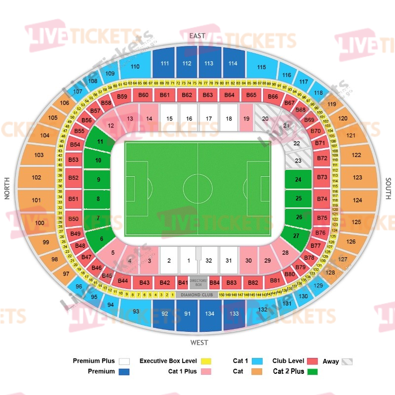 מפת אצטדיון האמירויות למשחק של ארסנל