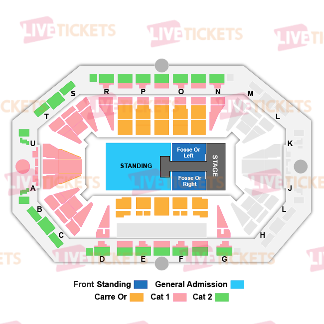 מפת Accor Arena להופעה של ליידי גאגא