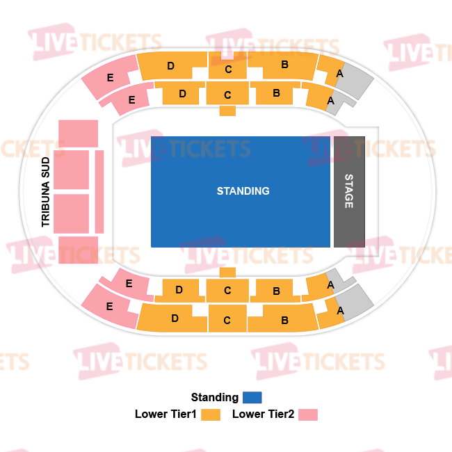 מפת Unipol Arena להופעה של לואי טומלינסון