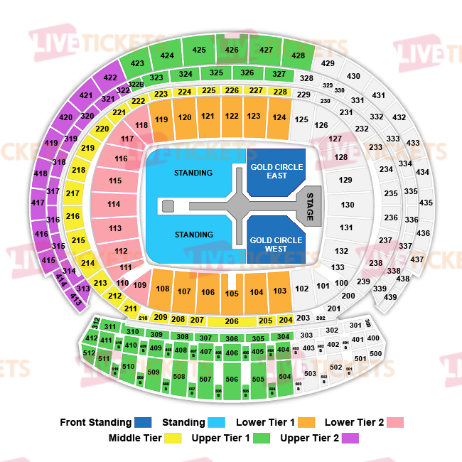 מפת אצטדיון מטרופוליטנו להופעה של פלייבוי קרטי