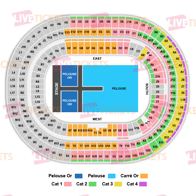 מפת סטאד דה פראנס להופעה של פלייבוי קרטי