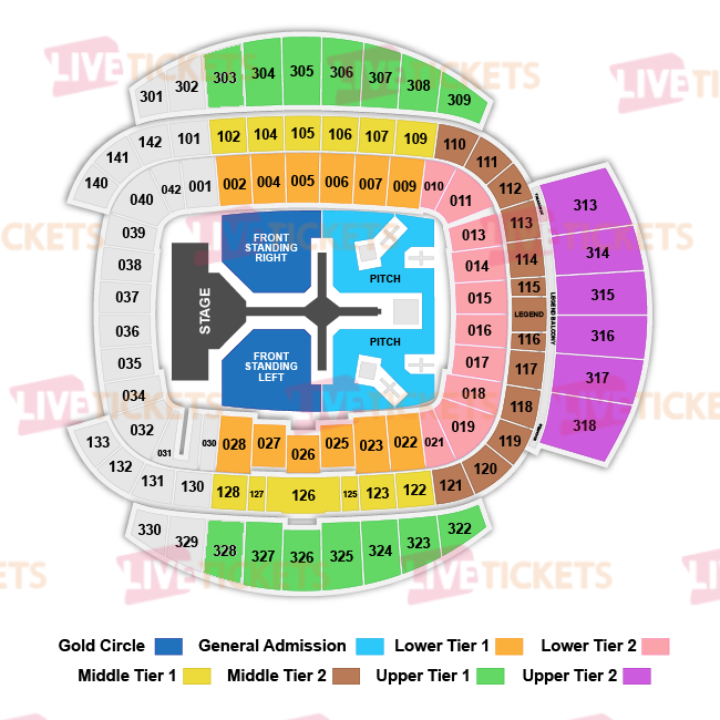 מפת איצטדיון אתיחאד להופעה של דה וויקנד