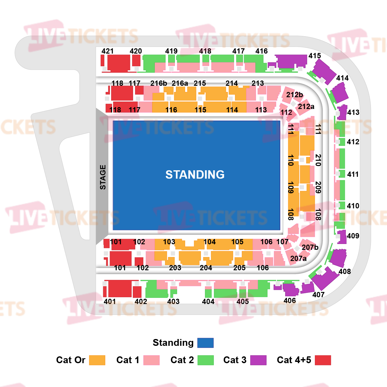 מפת La Defense Arena להופעה של פו פייטרס