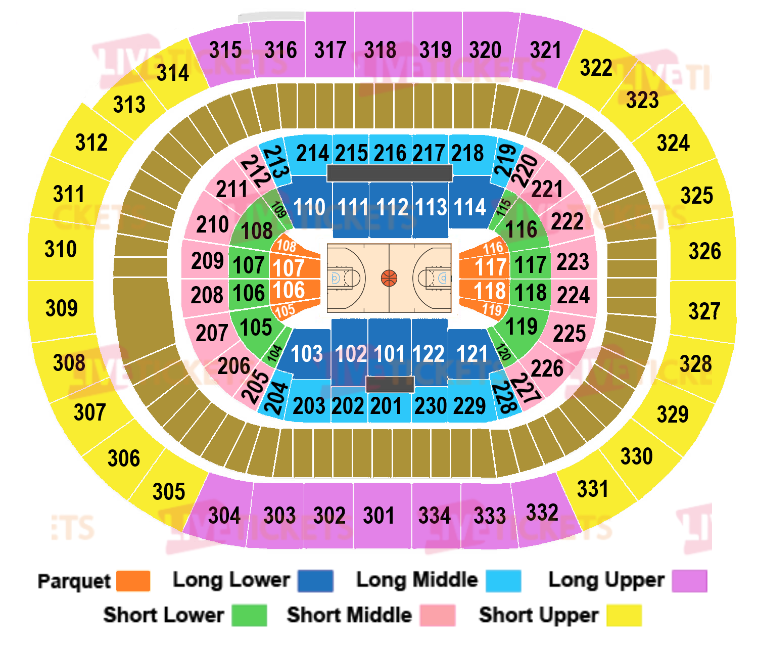 מפת מודה סנטר למשחק של ניו אורלינס פליקנס