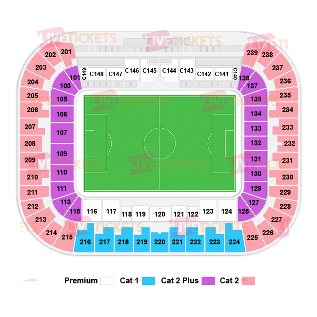 מפת מיאמי פרידום פארק למשחק של אינטר מיאמי