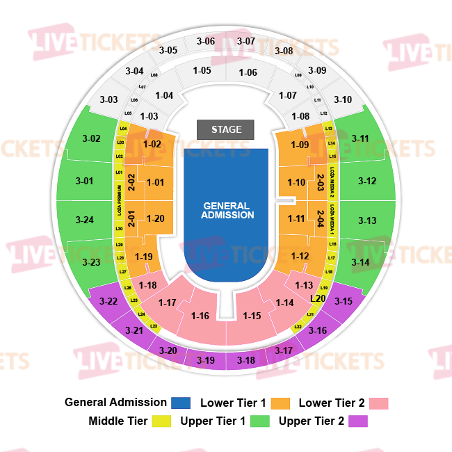 מפת Arena Gliwice להופעה של גאנס אנד רוזס