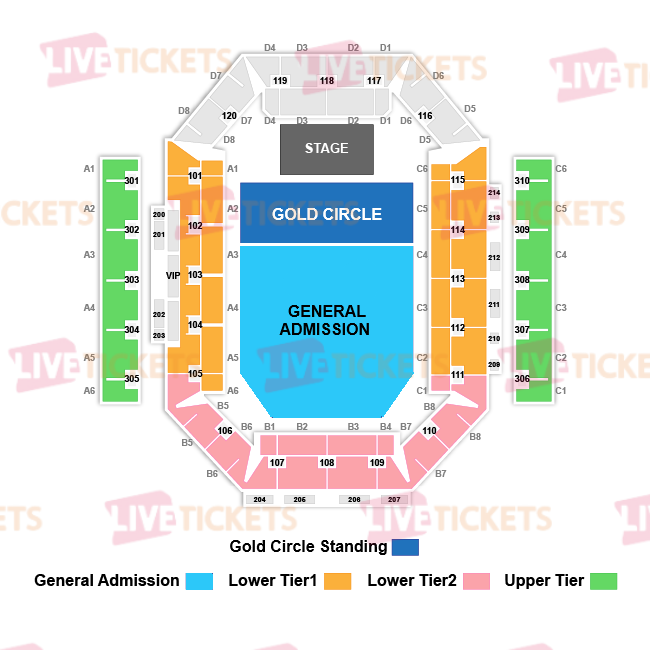 מפת Arena 8888 להופעה של דיפ פרפל