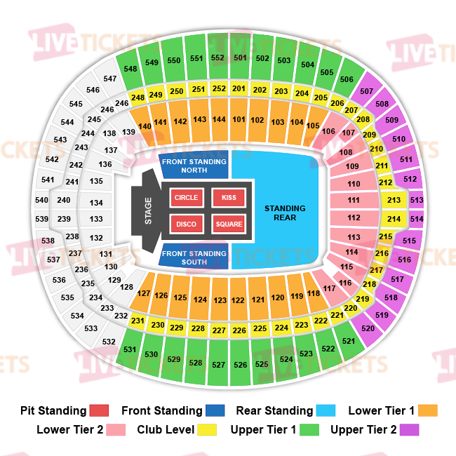 מפת איצטדיון וומבלי להופעה של הארי סטיילס