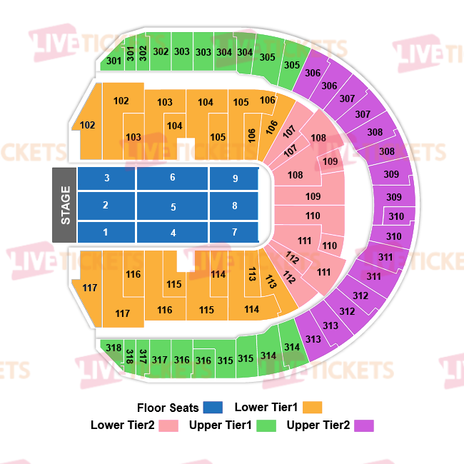 מפת Royal Arena להופעה של ארוס רמזוטי