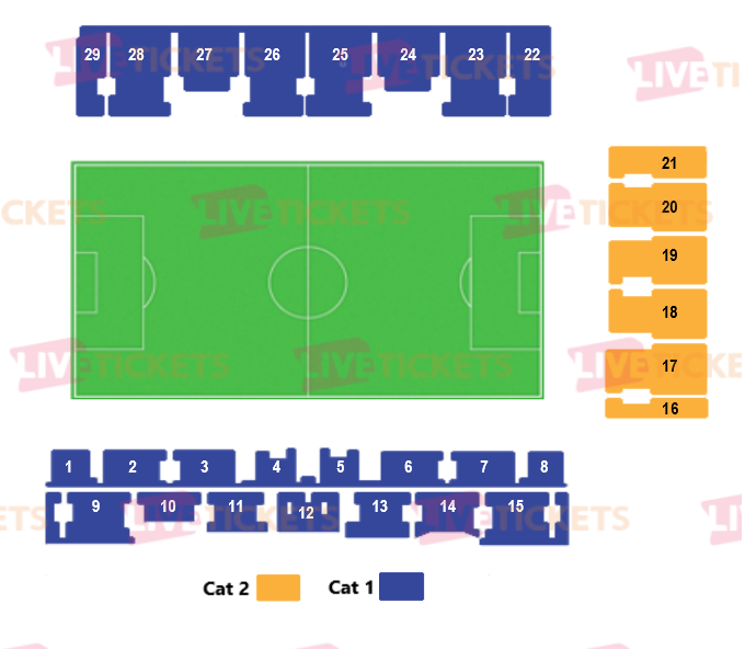 מפת Kassam Stadium למשחק של צ'מפיונשיפ
